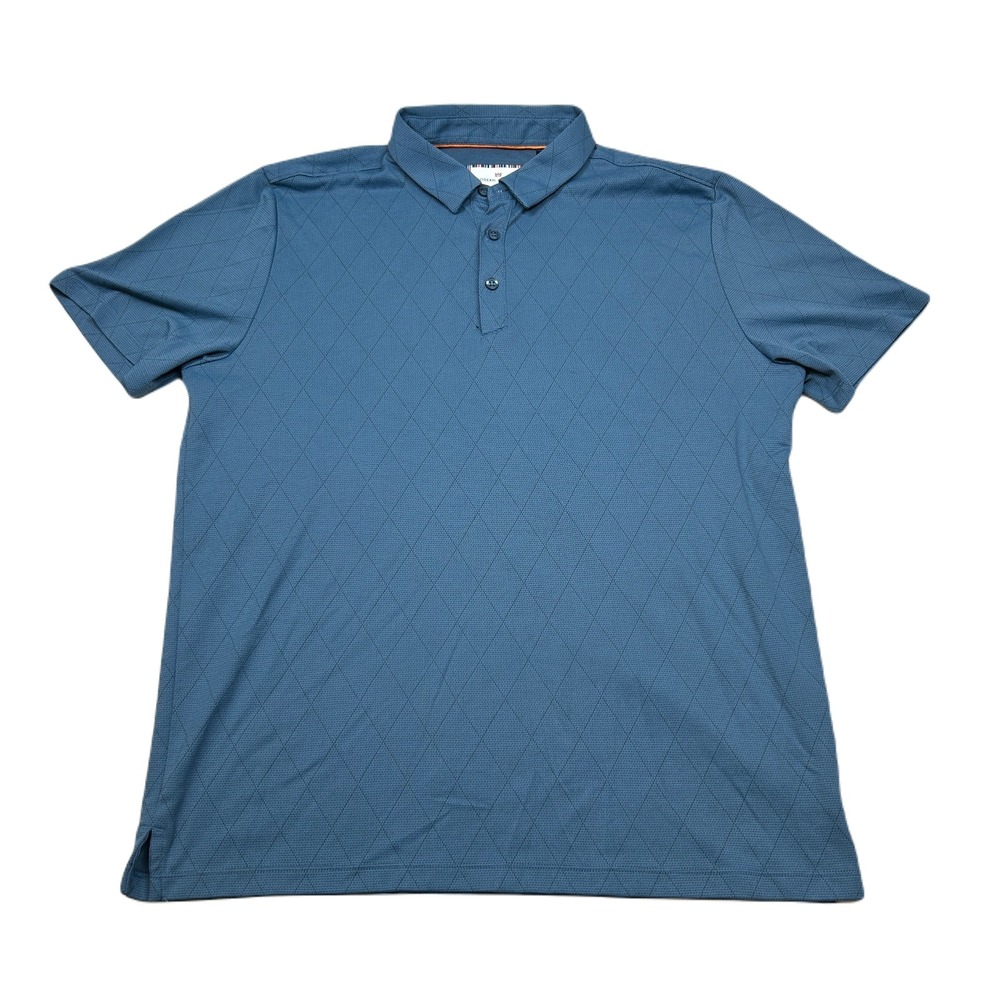 Modern Ambition‎ Golf Polo Shirt Mens Medium Blue Diamond Pattern Short Sleeve